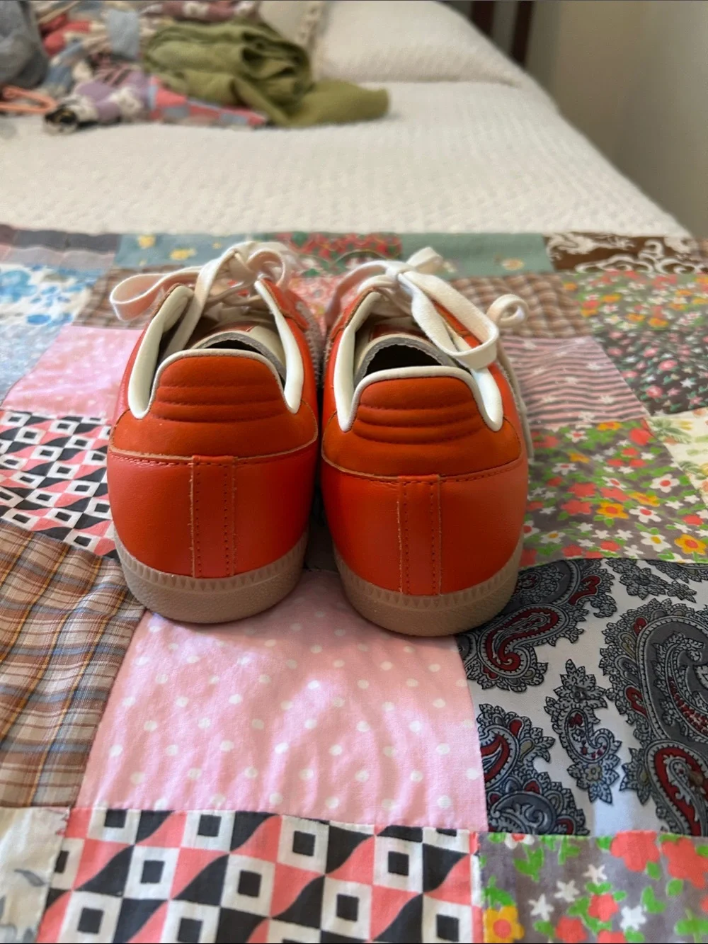 adidas Samba Orange and White Leather Sneakers - Picture 5 of 7